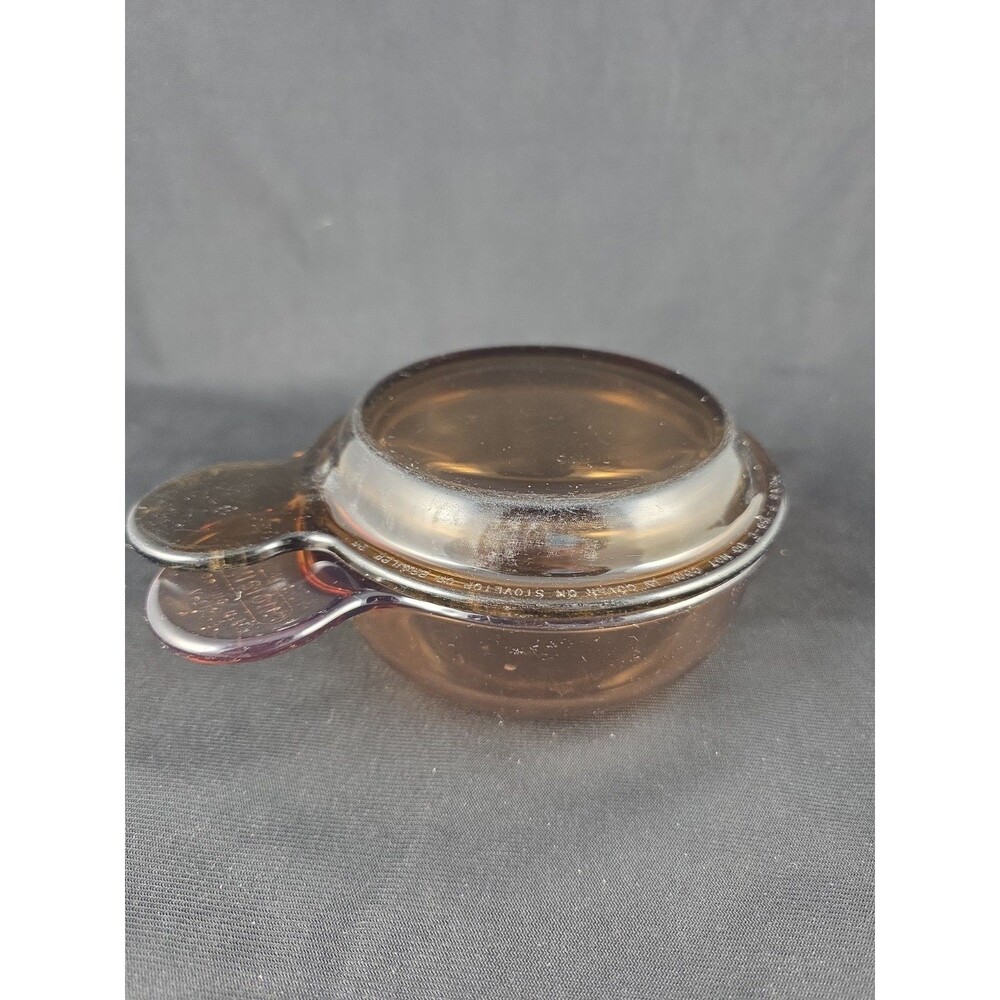 Vintage Pyrex Corning VISION Amber Glass Grab-It Bowl with Lid V-150-B 15oz